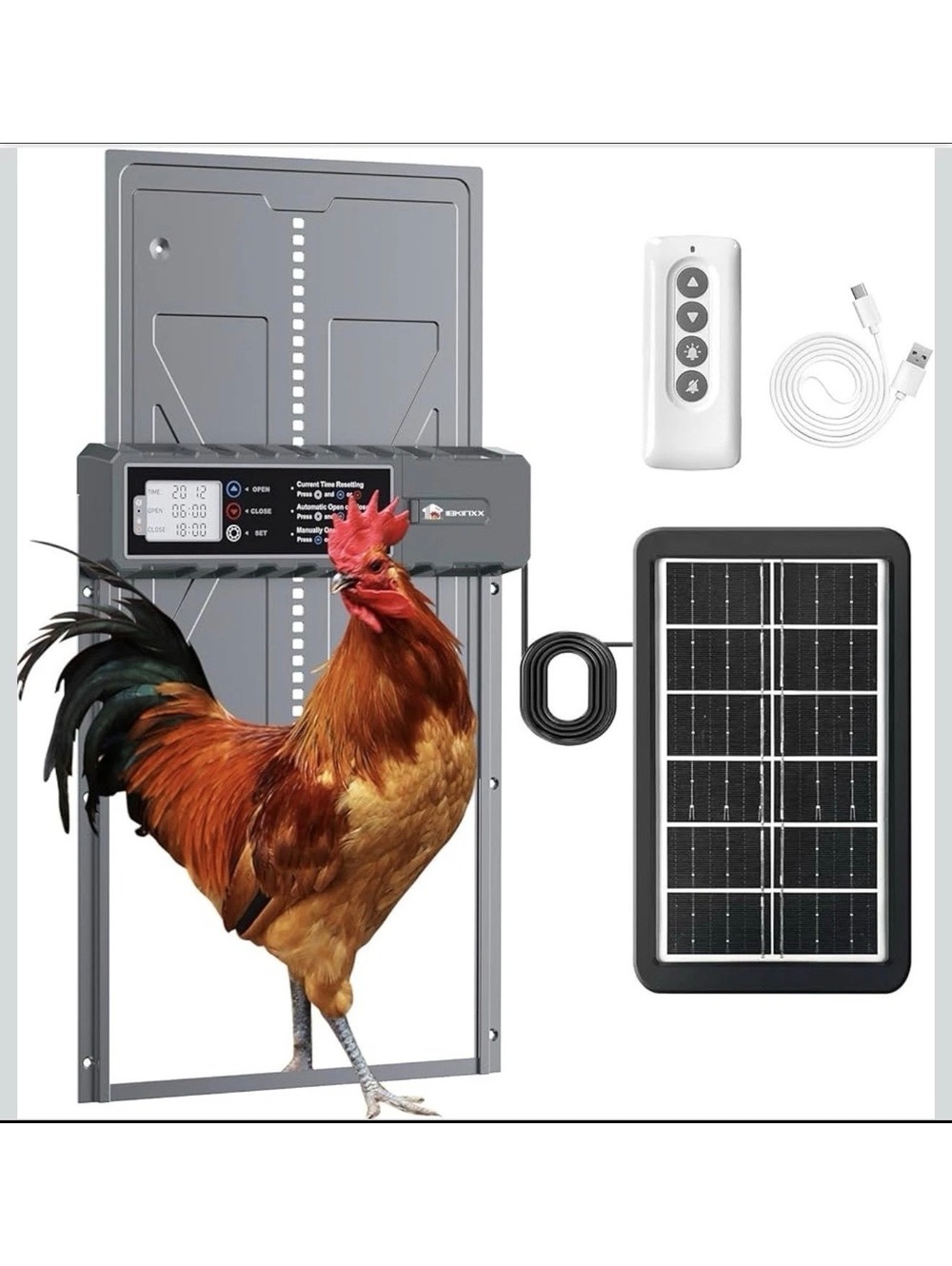Automatic Chicken Coop Door Solar Powered Timer Remote Aluminum Poultry Door